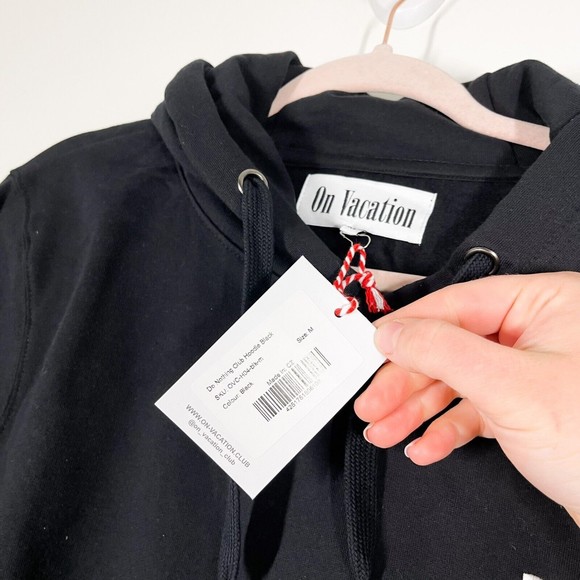 On Vacation Do Nothing Club Hoodie Sweatshirt Black Pullover Size Medium NEW - Picture 5 of 12